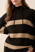 Nantucket Sound Striped Mock-Neck Sweater Hoodie by Boutique 23