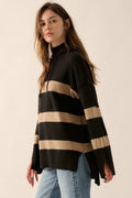 Nantucket Sound Striped Mock-Neck Sweater Hoodie by Boutique 23