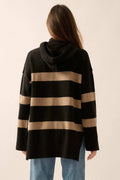 Nantucket Sound Striped Mock-Neck Sweater Hoodie by Boutique 23