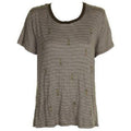 Carbon Copy Womens Striped Arrow-Embroidered Embellished T-Shirt, Size Medium by Vanessa Jane