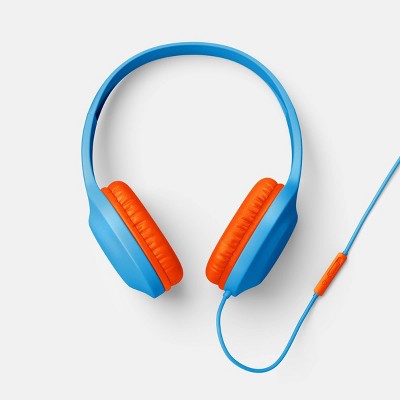 heyday Wired On-Ear Headphones Built-In Mic Foam Cushion Bright Blue by Deal US