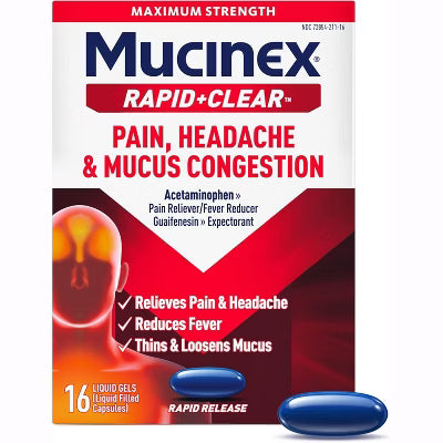 Mucinex Rapid + Clear 200-325mg Liquid Gel, 16 Ct by Pasteur Pharmacy