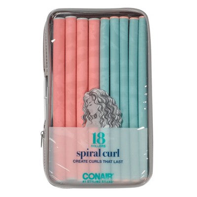 Conair Heatless Spiral Curl Rollers Coral & Teal 18pcs - New by This is Beauty US