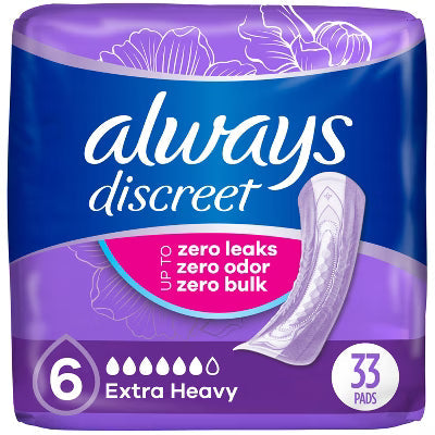 Always Discreet Extra Heavy Long Pads, Size 6, 2x33Ct by Pasteur Pharmacy