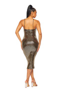 Gold Metallic Tank Midi Dress by The House of Stylez