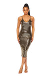 Gold Metallic Tank Midi Dress