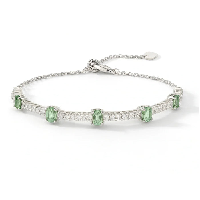 Green Sapphire Adjustable Bracelet by Fine Color Jewels