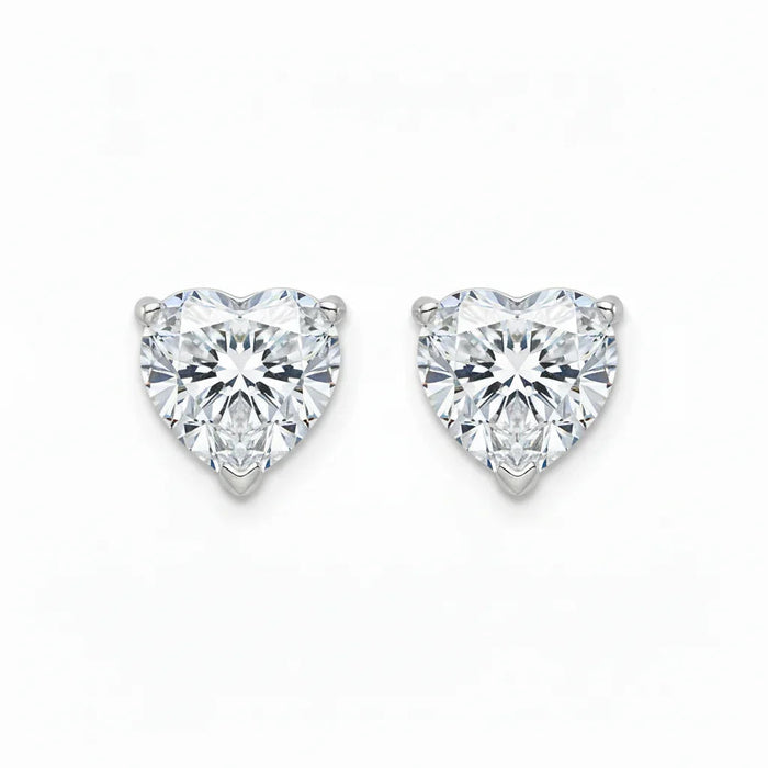 IGI Certified Heart Lab Grown Diamond Solitaire Stud Earrings White Gold by Fine Color Jewels