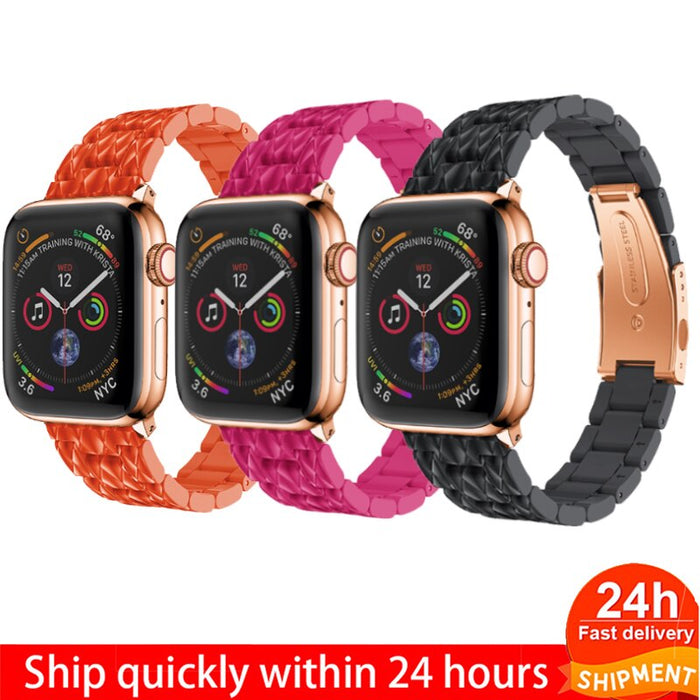 Resin Watchband Strap For Apple Watch Band Series 11/10/9/8/7/6/5/4/ SE / Ultra 1/2/3 by Arleathercraft