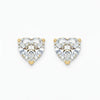 IGI Certified Heart Lab Grown Diamond Solitaire Stud Earrings Yellow Gold