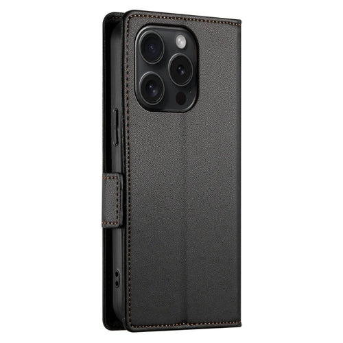 Side Buckle Magnetic Frosted Leather Wallet Card Holder Case for iPhone 15 Pro by Merch Section