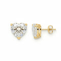 IGI Certified Heart Lab Grown Diamond Solitaire Stud Earrings Yellow Gold by Fine Color Jewels