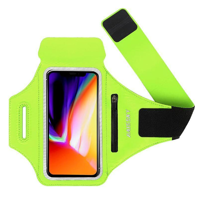 Sports Green Armbands Zipper Running Bag Phone Case Holder Wrist Arm Band Holder Pouch Case For Exercise Workout by Stevvex