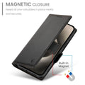 Side Buckle Magnetic Frosted Leather Wallet Card Holder Case for iPhone 15 Pro by Merch Section