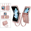 Women's Rose Gold Flip Leather Wallet Case With Wristband For Samsung Galaxy Z Flip 6 by Merch Section