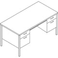HON 34000 Series Double Pedestal Desk, 60" x 30" x 29.5", Mocha/Black