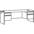 HON 38000 Series Double Pedestal Desk, 60" x 30" x 29.5", Mahogany/Charcoal
