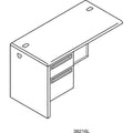 HON 38000 Series Flush Return, Left, 48w x 24d x 29.5h, Mahogany/Charcoal