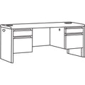 HON 38000 Series Kneespace Credenza, 60w x 24d x 29.5h, Mahogany/Charcoal