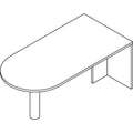 HON Foundation Peninsula with End Panel, Steel Support Column, 72w x 36d x 29h, Mahogany