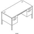 HON Metro Classic Series Double Pedestal Desk, Flush Panel, 60" x 30" x 29.5", Mahogany/Charcoal