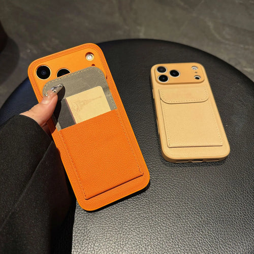 Anti-Drop TPU PC Orange Wallet Case with Card Holder for iPhone 17 Pro Max by Merch Section