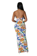 Flower Pattern Halter Maxi Dress by The House of Stylez