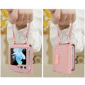 Women's Rose Gold Flip Leather Wallet Case With Wristband For Samsung Galaxy Z Flip 6 by Merch Section