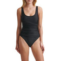 DKNY Mesh Side Shirred One Piece Swimsuit, Black, Size 6 by Vanessa Jane