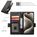 Side Buckle Magnetic Frosted Leather Wallet Card Holder Case for iPhone 15 Pro by Merch Section
