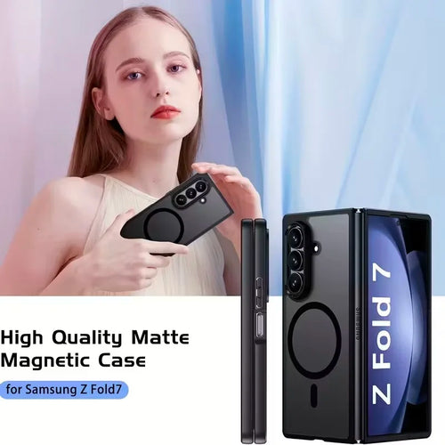 Matte Magnetic Phone Case for Samsung Galaxy Z Fold 7 Full Cover Translucent Case with Magnet by Merch Section