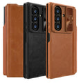 Luxury Leather Slide Lens Protection Back Cover Case With S-Pen For Samsung Galaxy Z Fold 7 6 5G by Merch Section