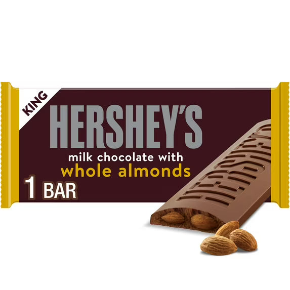 Hershey's Milk Chocolate with Whole Almonds King Size Candy, Bar 2.6 oz by Pasteur Pharmacy
