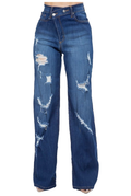 WL07- High Rise Wide Leg- Dark Blue by The House of Stylez