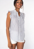 Lovestitch Carrie Plaid Flutter Sleeve Top, Size Small by Vanessa Jane