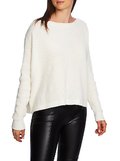 1.State Womens White Lace-Up V-Back Long Sleeve Waffle-Knit Sweater, Size Medium by Vanessa Jane