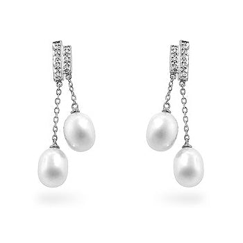 Pearl Diamond Dangles by Avera Group