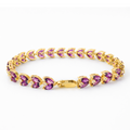 15.4 Ct Marquise Purple Rhodolite Garnet & Multi-Gemstone Prong Gold Plated Silver Leaf Cluster Tennis Bracelet by Fine Color Jewels