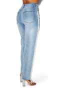 Kenia Pearl Fringe High Rise Denim Jeans by The House of Stylez