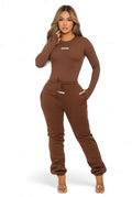 Ribbed HAND MADE Bodysuit and Jogger Pants Set by The House of Stylez