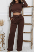 Ribbed HAND MADE Cropped Top and Wide Leg Sweatpants Set by The House of Stylez