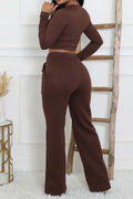 Ribbed HAND MADE Cropped Top and Wide Leg Sweatpants Set by The House of Stylez