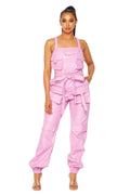 Vegan Leather Cargo Pocket Jogger Jumpsuit by The House of Stylez