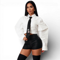 Power Poplin Sleeve Shirt And Tie by The House of Stylez