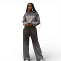 Rhinestone Ombre Cropped Hoodie Set by The House of Stylez
