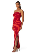 Multi Color Waves Strapless Maxi Tube Dress by The House of Stylez