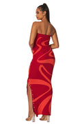 Multi Color Waves Strapless Maxi Tube Dress by The House of Stylez
