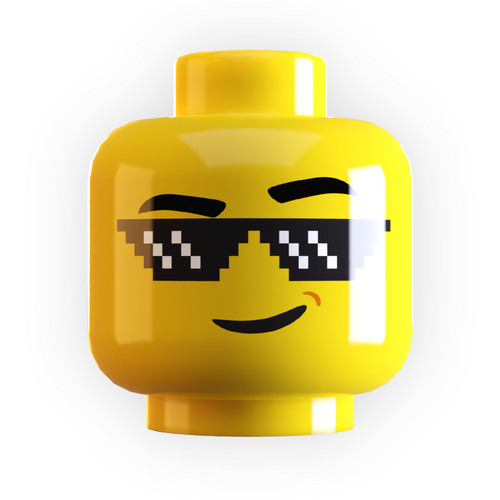 Deal w/ It Pixelated Sunglasses on Minifig Head made using LEGO part by B3 Customs