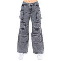 Acid Wash Denim Wide Leg Pocket Pants- RJH30564 by The House of Stylez
