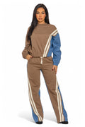 Two Piece Two Tone Long Sleeve Pants Set by The House of Stylez